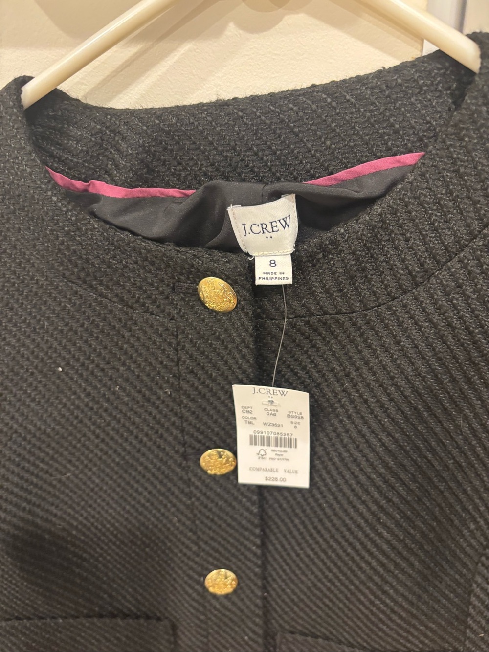 J. Crew Black Cropped Gold-Button Jacket - Picture 2 of 4